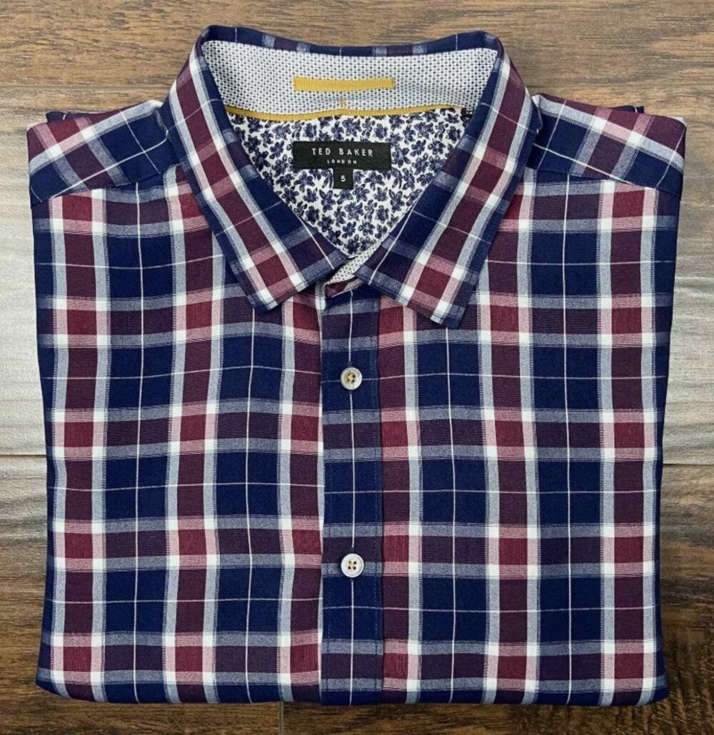 Ted Baker London Plaid Button-Up Shirt Long Sleeve Men's Size 5 (Large)